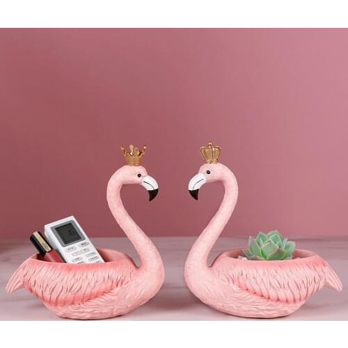 Pink Flamingo Statue Sculpture Nordic Home Decor Resin Animal Lover Figurines Ornament Living Room Decoration Craft Wedding Gift