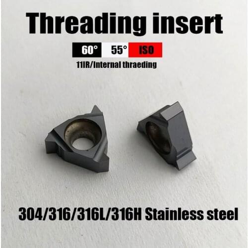 CNC External Internal Thread Turning Tool 11ER A60 A55 Carbide Inserts 11IR 1.0-2.0ISO Machining 304 or 316L Stainless steel