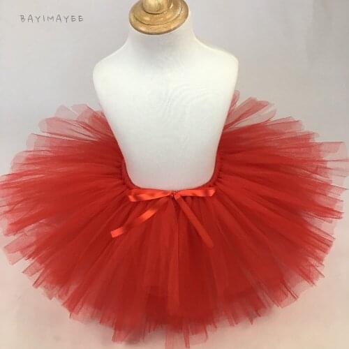 Candy Color Girls Tutu Skirts Baby Fluffy Ballet Tutus Dance Pettiskirts Underskirt with Ribbon Bow Kids Costume Party Skirts