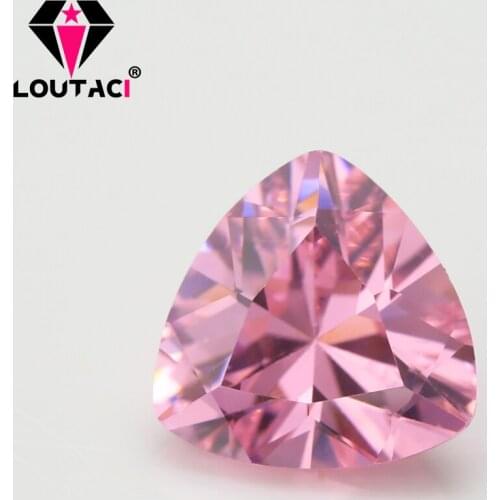 LOUTACI Color Jewelry Gemstone Pink Color Trillion Shape Cubic Zirconia Light Shining Women Rings For Sale Small size 3x3-6x6mm
