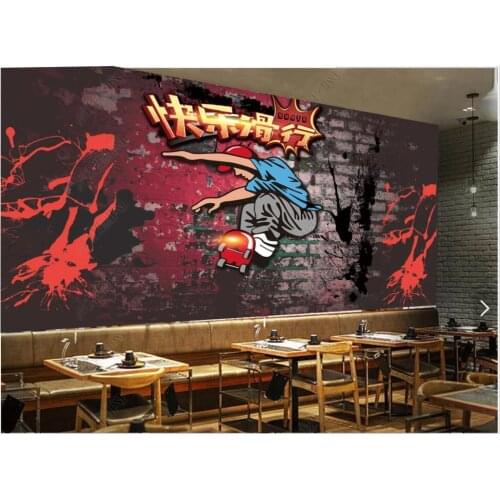 Custom mural 3d photo wallpaper Graffiti brick wall fitness sport skateboard decor living room wallpaper for wall 3 d in rolls
