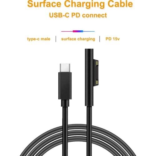 Usb c microsoft surface pro charger cable PD 15V/3A 65W magnetic connect for Surface Go, Surface Pro 3/4/5/6, Book 1/2, Laptop