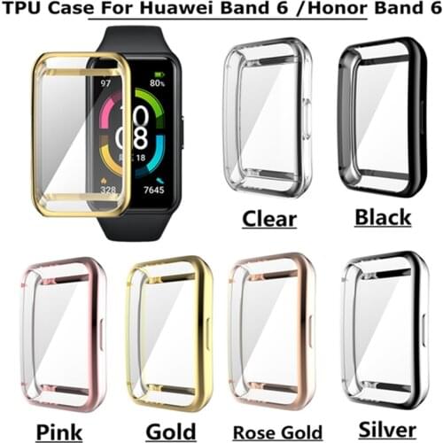 For Huawei Band 6 Watch Cases Soft TPU Bumper Shell Protective Cover For Honor Band 6 Huawei Band 6 Full Screen Protector Cases