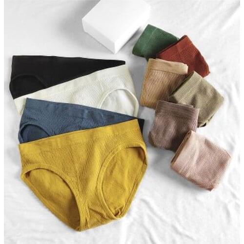 Ladies Cotton Thread Sexy Thong Women Breathable Comfortable Underwear Panties Fashion Briefs U Mid Waist Lingerie New 2021