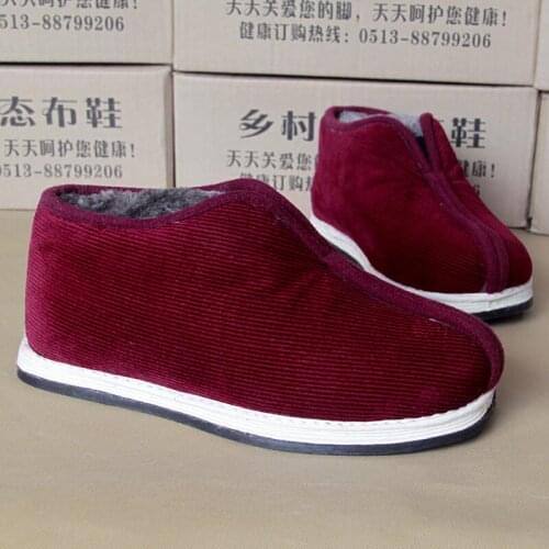 Winter Women shoes handmade cloth bottoms lazy men Corduroy shoes plus velvet warm China Traditional version cotton shoes