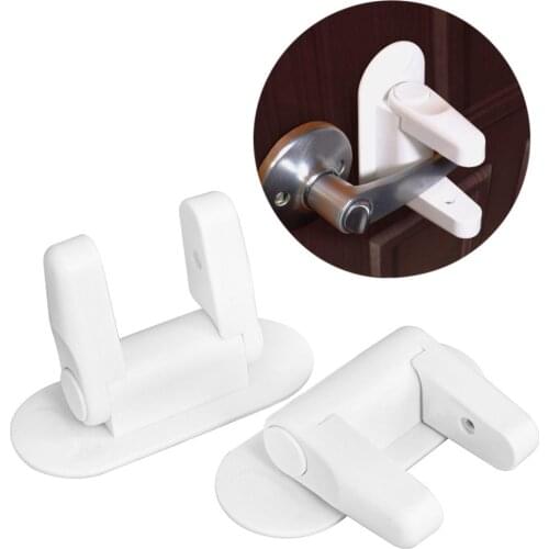 1/2 Pcs Door Lever Lock Baby Safety Lock Durable Child Proof Lever Handle Toddler Kids Protection Adhesive Door Stopper