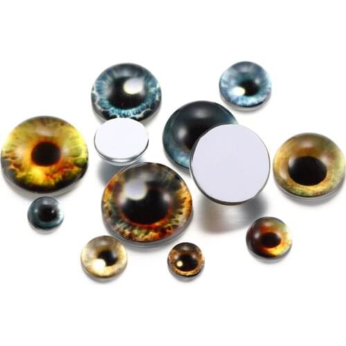 10Pcs 8-20mm Glass Round Cabochon Dragon Eyes Glass Cabochons Flat Back Cameo Pendant Jewelry Making Accessories