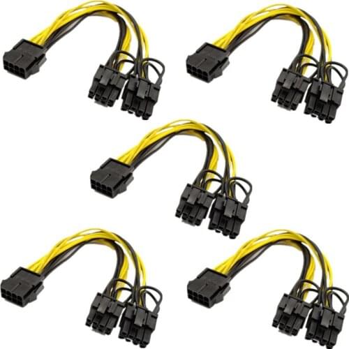 5pcs 8 Pin to Dual 8 (6+2) Pin PCI Express Power Converter Cable for Graphics GPU Video Card PCI-E VGA Splitter Hub Power Cable