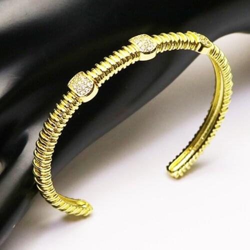 5Pcs New design Spiral &zircon Cube shape bangles high quality Punk hip pop Metal bangle fashion jewelry for women 51367
