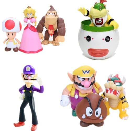 10-13CM Anime Game Super Mario Figures Toy PVC Characters Bowser Koopa Bowser Princess Peach PVC Model Doll Kids Festival Gift