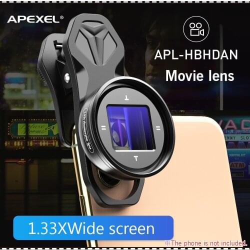 APEXEL APL-HBHDAN 1.33X Anamorphic Lens Movie Lens with HD Multiple Coatings Storage Bag Cleaning Cloth for Smartphone