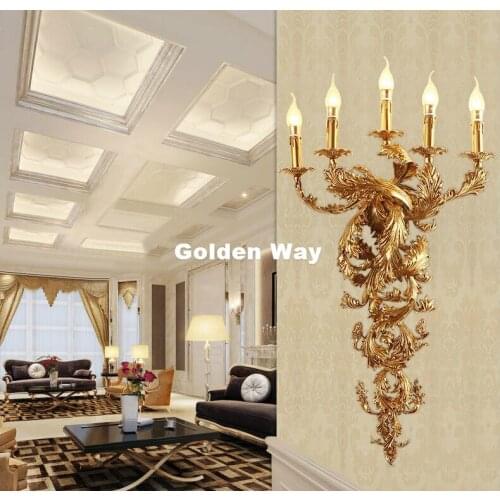Free Shipping D58cm H95cm 5L 110V~220V Indoor Lighting Wall Lamp Copper Bedroom Wall Lighting Antique Bronze Living Room Lights