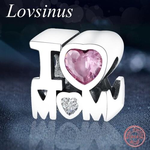 I Love Mom Beads Fits European Europe Charm Bracelets 925 Sterling Silver Love Mother Bead Bracelets & Bangles Jewelry MOM Gift