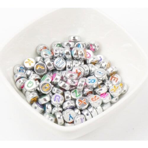 DIY 100Pcs 7x4mm Mixed Alphabet Letter Acrylic Charming Flat Spacer loose Beads For Jewelry Making