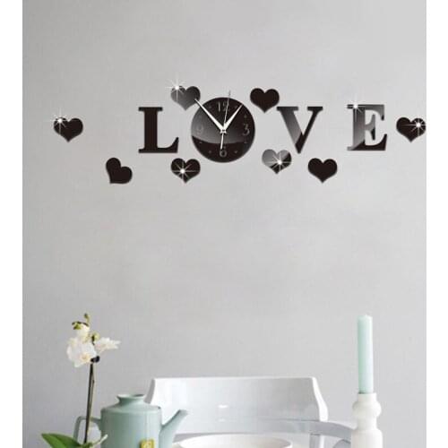 New 3D love crystal clock interesting diy clock with digital wall clock brief soothe the best home decoration gifts