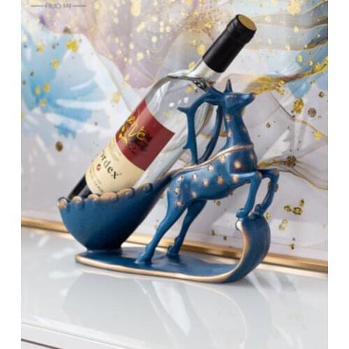 Resin Elk Wine Bottle Holder Figurines European Creative Lying Deer Ornament Animal Wine Rack Craft Decoration Rine Holders
