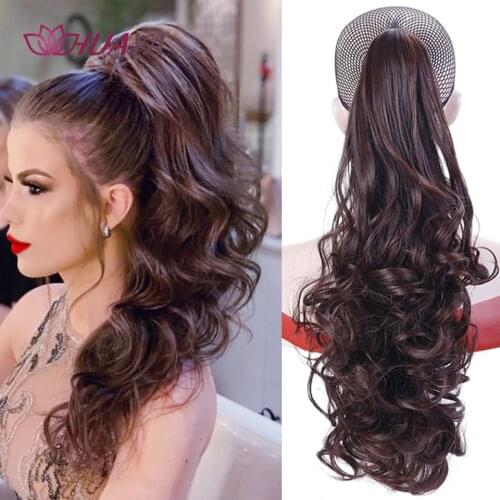 HUAYA Long Curly Clip Tail False Hair Synthetic Hair Ponytail Clip Claw Ponytail Extended Hairpiece Hairpins