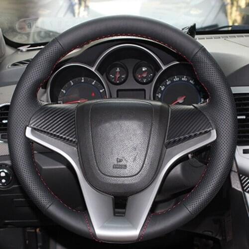 For Chevrolet Cruze hatchback sedan 2009-2013 2014 Car accessories Sew genuine leather Car steering wheel cover car accessories