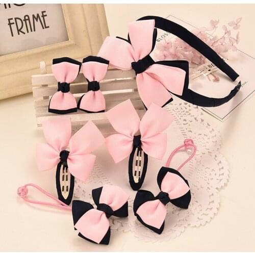 7Pieces Children Head Flower Fabric Bow Headwear Girl Elastic Headdress Gift NEW