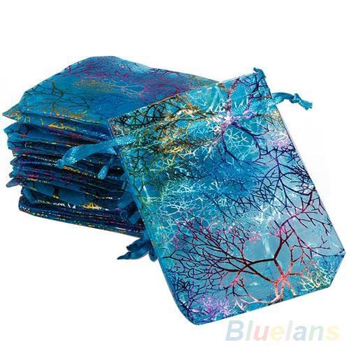 HOT SALE! 25Pcs 12x9cm Coralline Organza Jewelry Pouch Wedding Party Favor Gift Bag