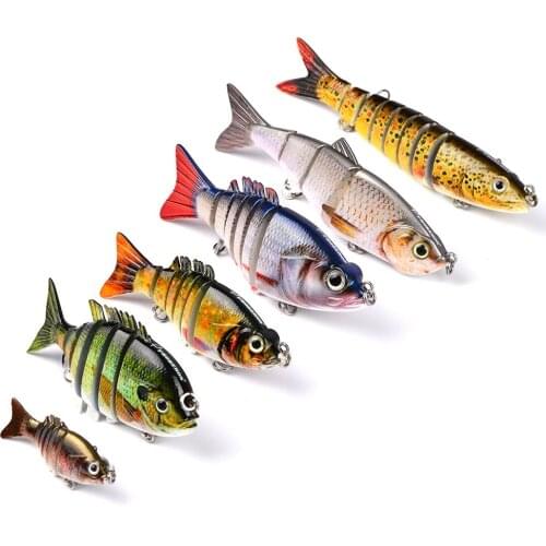 HiUmi 6pc New 4-6 Sections Fishing Lure Mixed Weight Size Swimbait Fishing bait 6-12# Black Hook Fishing Tackle