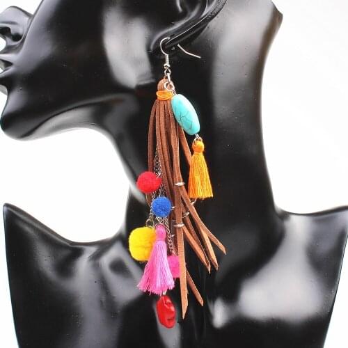 HOCOLE Tassel earrings for women hanging bohemian New drop earrings jewelry 2017 multicolor fringe boho dangle earring jewellery