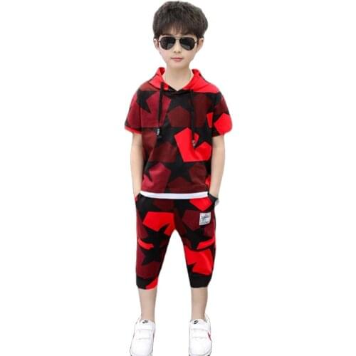 Boy Tracksuit Clothes Set Kids Spring Summer School Uniform Sport Camouflage Suit Boys Clothing Sets 6 8 10 12 14 16 Year