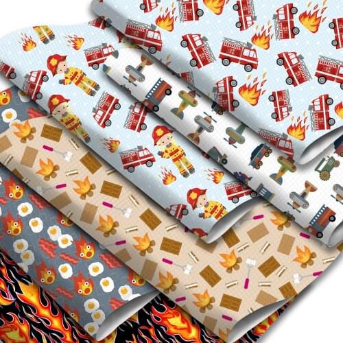 Fire Theme Faux Leather Sheets Wood Car Plane Printed Synthetic Leather Fabric 20x33cm for DIY Earrings Hair Bows Materials
