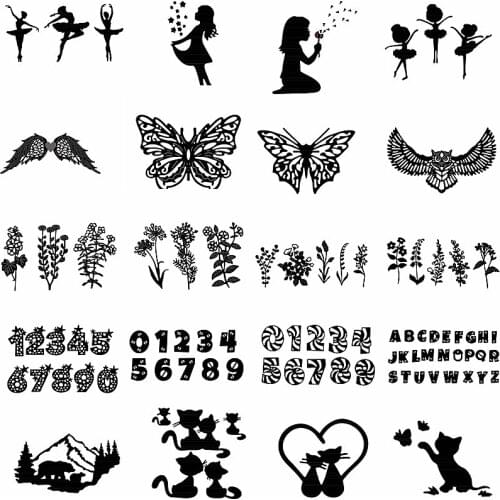 Metal Cutting Dies Mix Butterfly Leaves Flower Cat Love Girls Tree 0-9 A-Z Die Cut Scrapbook Craft Making Cards Stencils Hot