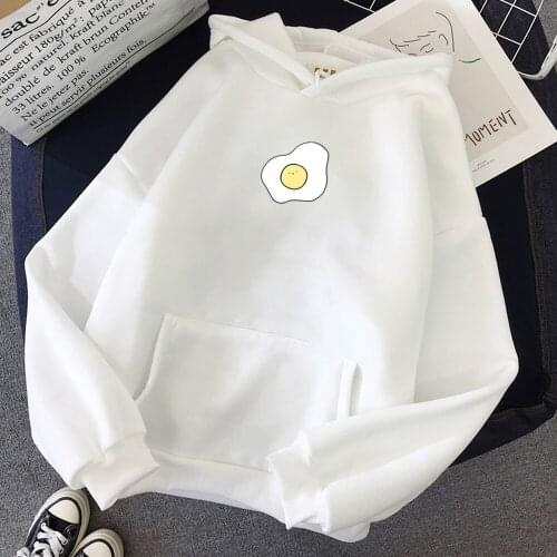 Kawaii Omelette Graphics Print Cute Creative Oversized Hoodie Warm Sweatshirt Kpop Streetwear Hoodies Women Harajuku Soft Meng