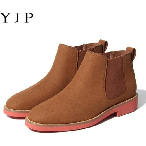 YJP Suede Mens Boots Men Chelsea Boots Ankle Boots Chelsea Boots Outdoor Walking Shoes Wear Resistant Winter Warm Casual Shoes