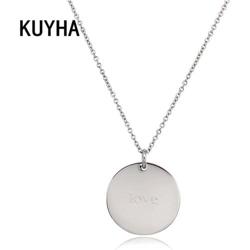 "hope" "love" "dream" Carved Silver Color DIY Necklace Pendant Vintage Present For Lover Couples Custom Message Fashion Jewelry