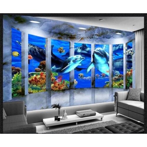 Animal TV background wallpaper wallpaper 3d stereo large fresco seamless wall cloth underwater world ocean cartoon