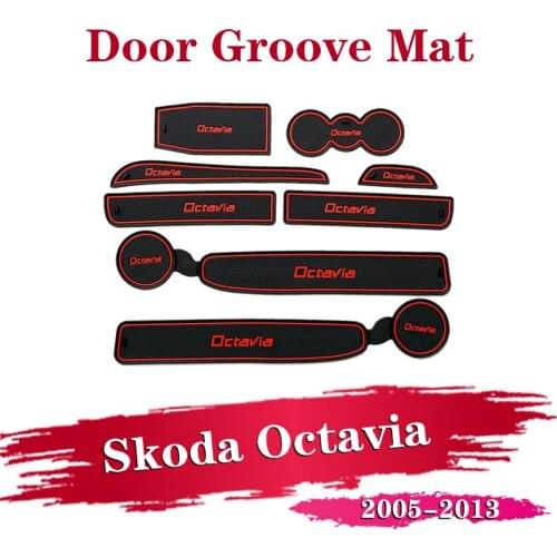 Anti-slip Non-Slip Decorative Cup Holder Sticker Gate Slot Pad Door Groove Mat For Skoda Octavia A5 2005-2013 MK2 1Z Accessories