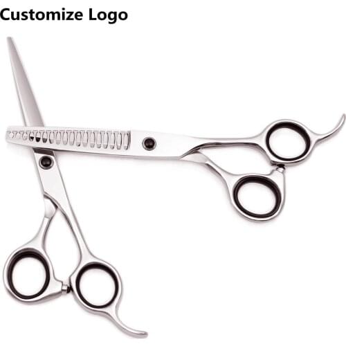 6'' Customize Logo Hair Cutting Scissors Barber 8 Teeth Fishbone Thinning Shears Professional Hairdressing Scissors 440C C2004