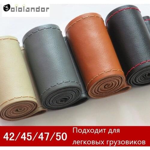 42/45/47/50cm CAR Steering Wheel Cover Genuine Leather Braid on the Steering-Wheel of Car With Needle and Thread Car Accessories
