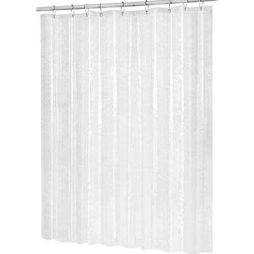 180Cmx180Cm Plastic Peva Waterproof Shower Curtain Transparent White Clear Bathroom Curtain Luxury Bath Curtain With Hooks