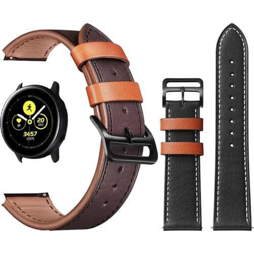 20mm 22mm Belt Watchband for Samsung Galaxy Watch 3 4 Classic Wrist Strap Active 2 Gear Watch Genuine Leather Band Accessories