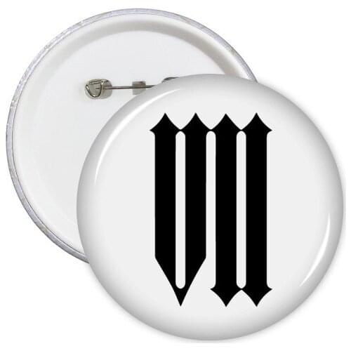 Roman numerals Seven In Black silhouette Round Pins Badge Button Clothing Decoration Gift 5pcs