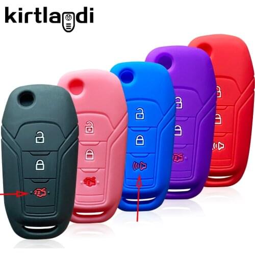 Silicone Car Key Cover Remote Case for Ford Fiesta Focus 2 3 Ecosport Mondeo Figo for Ford Puma Ranger 2020 Key Holder Keychain