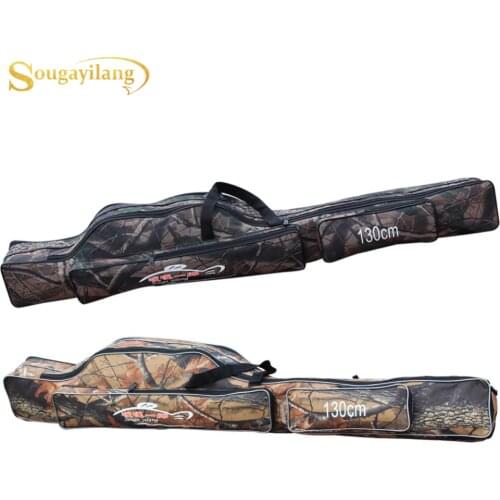 Sougayilang 1.3M Camouflage Fishing Bag Large Capacity Portable Folding Fishing Rod Bag Multi-purpose Carrier Canvas Fishing Bag