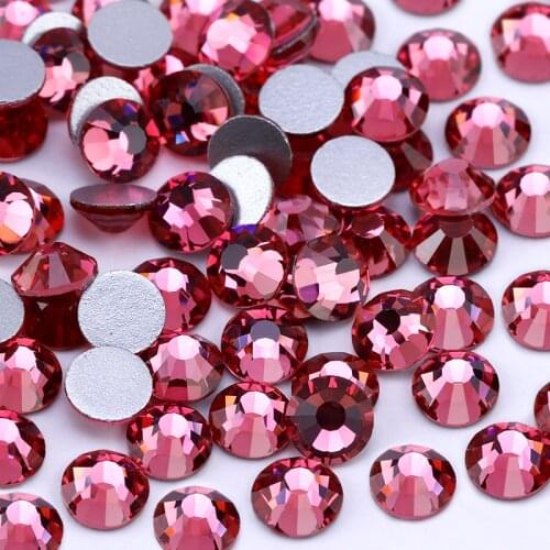 SS3-SS34 Rose Color rhinestone for Nail Art,(288-1440pcs)/pack Flat back Non Hotfix Glue on Nail Art Rhinestones