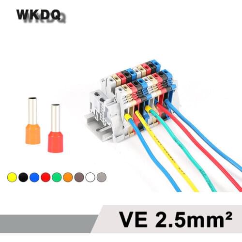 VE2510 2.5mm^2 Insulated Wire End Ferrules Cord End Terminals Single Entry Bootlace 9 color