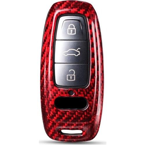 Real Carbon Fiber Car Remote Smart Key Cover Fob Case Shell for Audi A6 C8 A7 A8 2018 2019 Key Shell Car Accessories