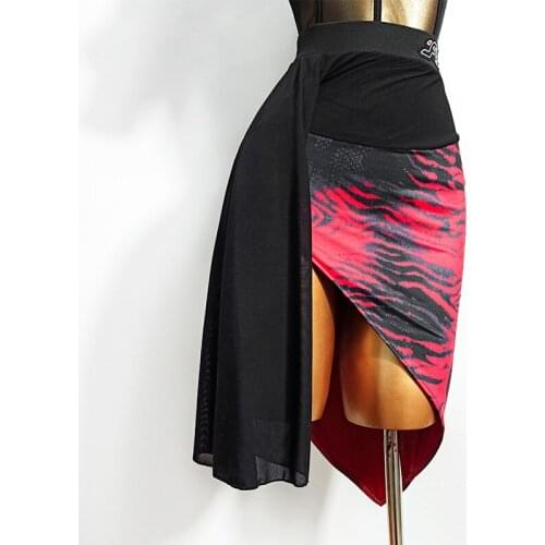 Latin Dance Skirt Women Leopard Pattern Irregular Practice Skirt Adult Samba Rumba Cha Cha Salsa Tango Skirt Latin Show VDB2788