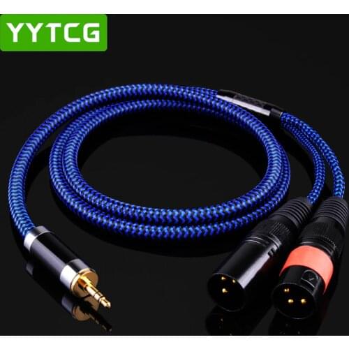 YYTCG G2 TRS Mini Jack 3.5mm to 2 XLR 3Pin Male Microphone Speaker Audio Cable for Mixer PC Microphone Headphone Splitter