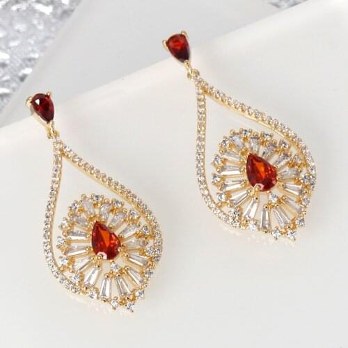 TIRIM Baroque Court Style Dangle Earrings for Women Eardrop Drop Cubic Ziron Bohemi Earing Indian Dubai Fashion Jewelry Gifts