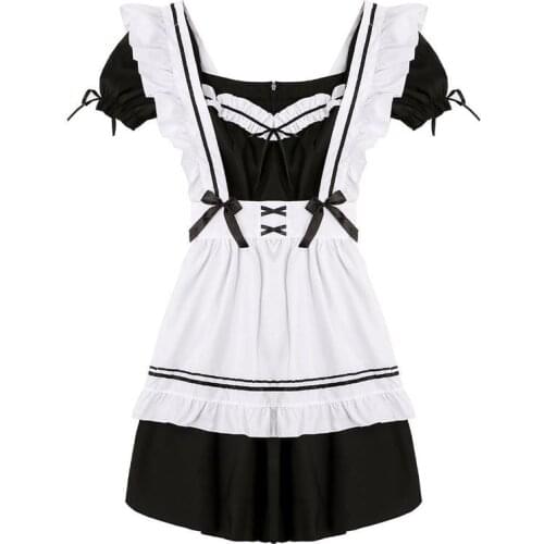 Women Maid Outfit Anime Long Dress Black and White Apron Dress Lolita Dresses Men Cafe Costume Cosplay Costume