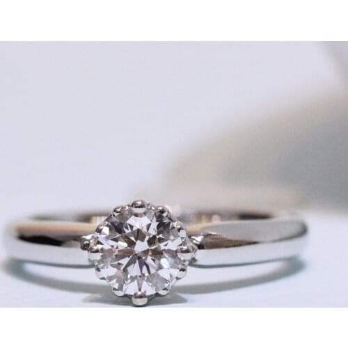 Sterling Silver 10k 14k 1.0ct 6.5mm Round cut Moissanite Ring DEF Color VVS1 Wedding Engagement Ring For Women