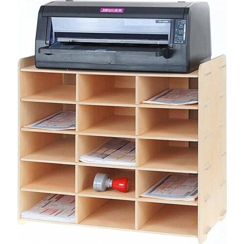1pcs creative artisan wood desktop storage three row A5A3 file printer bracket B093
